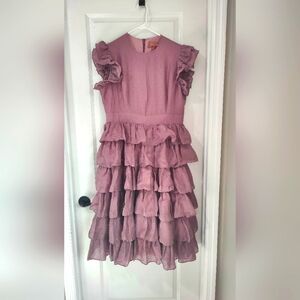 JessaKae Mauve Pink Ruffle Midi Dress